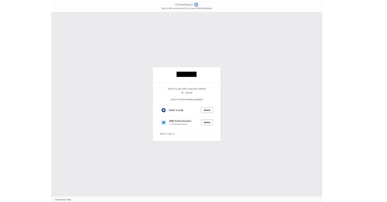 Figure 4. Example of Okta login page