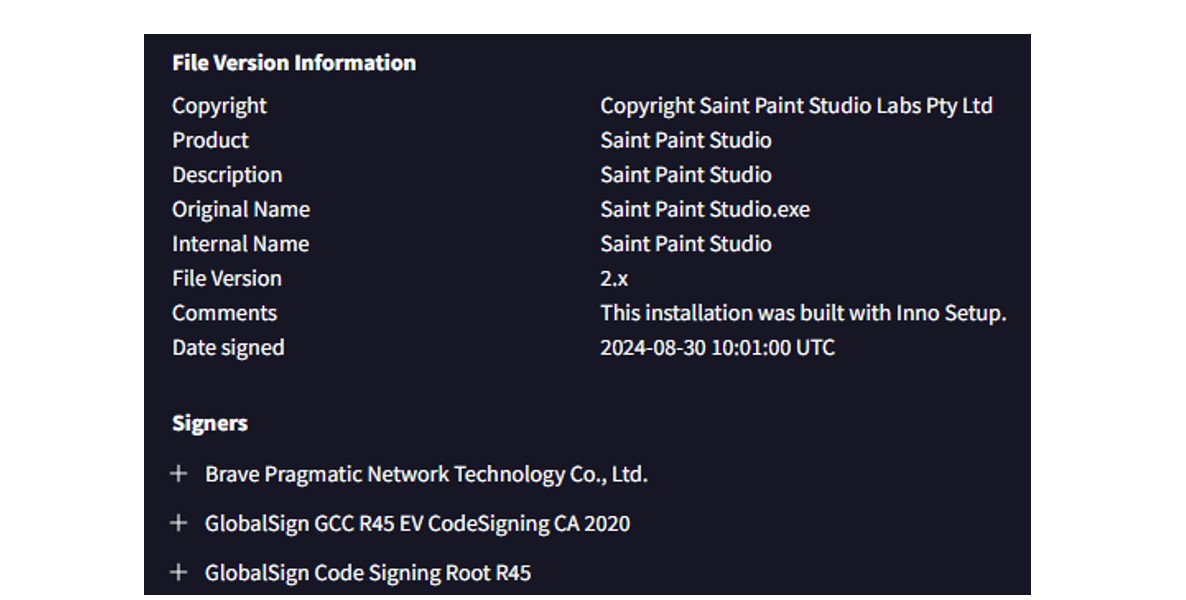Figure 12: Additional payloads sharing identical code-signing details.