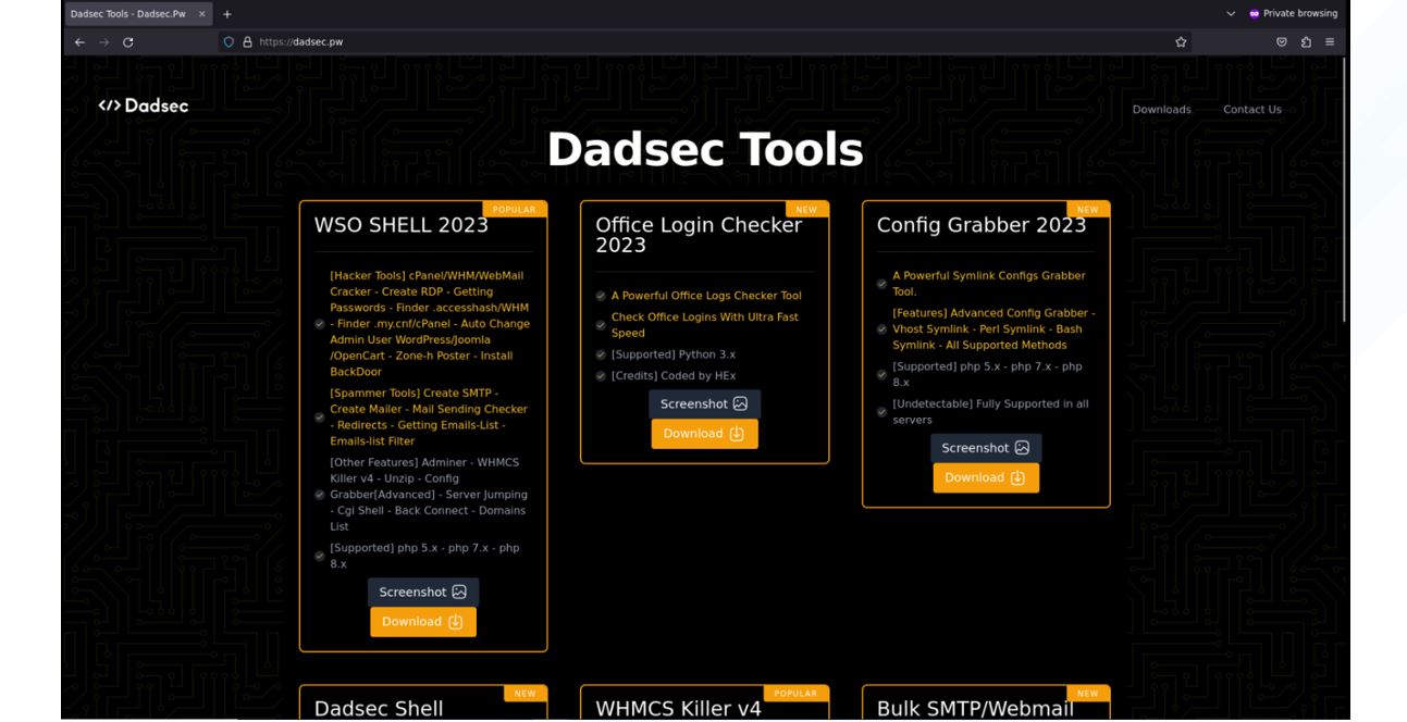 Figure 13 - Dadsec homepage