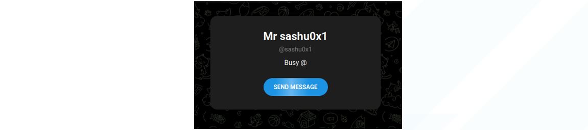 Figure 20. Telegram account for “Mr sashu0x1”