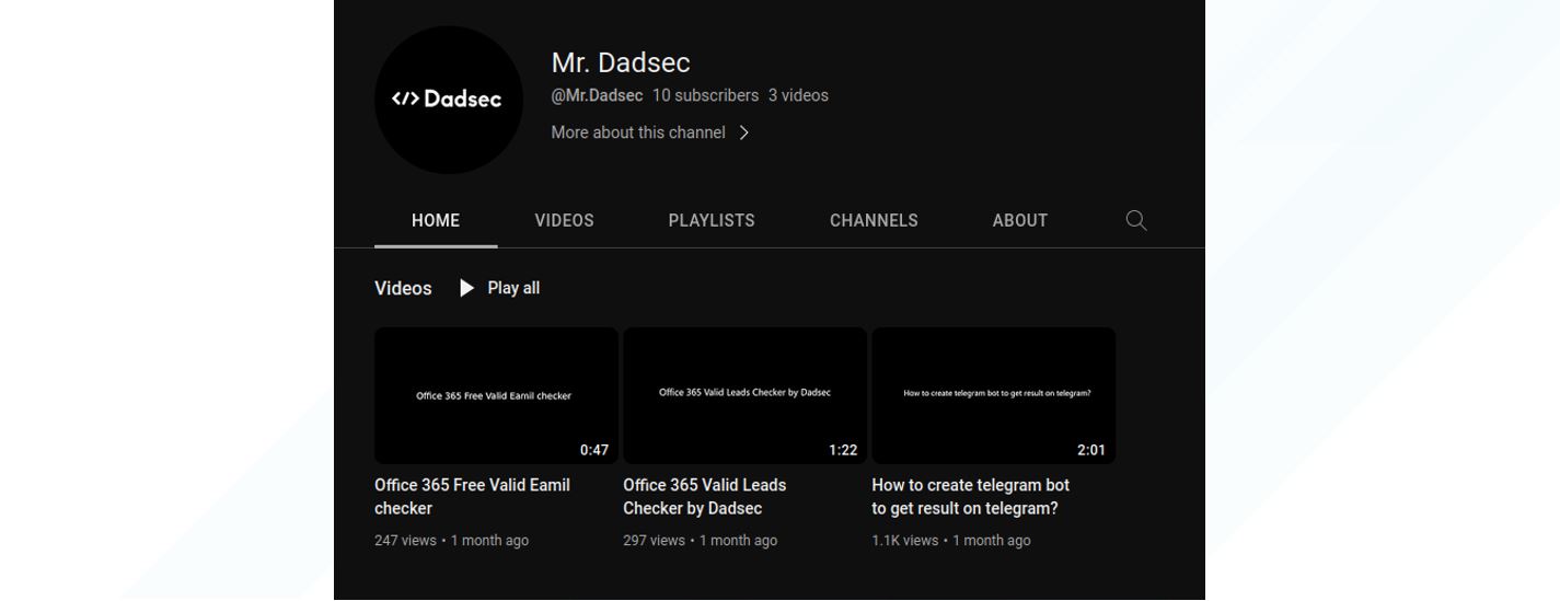 Figure 21. Dadsec YouTube Channel