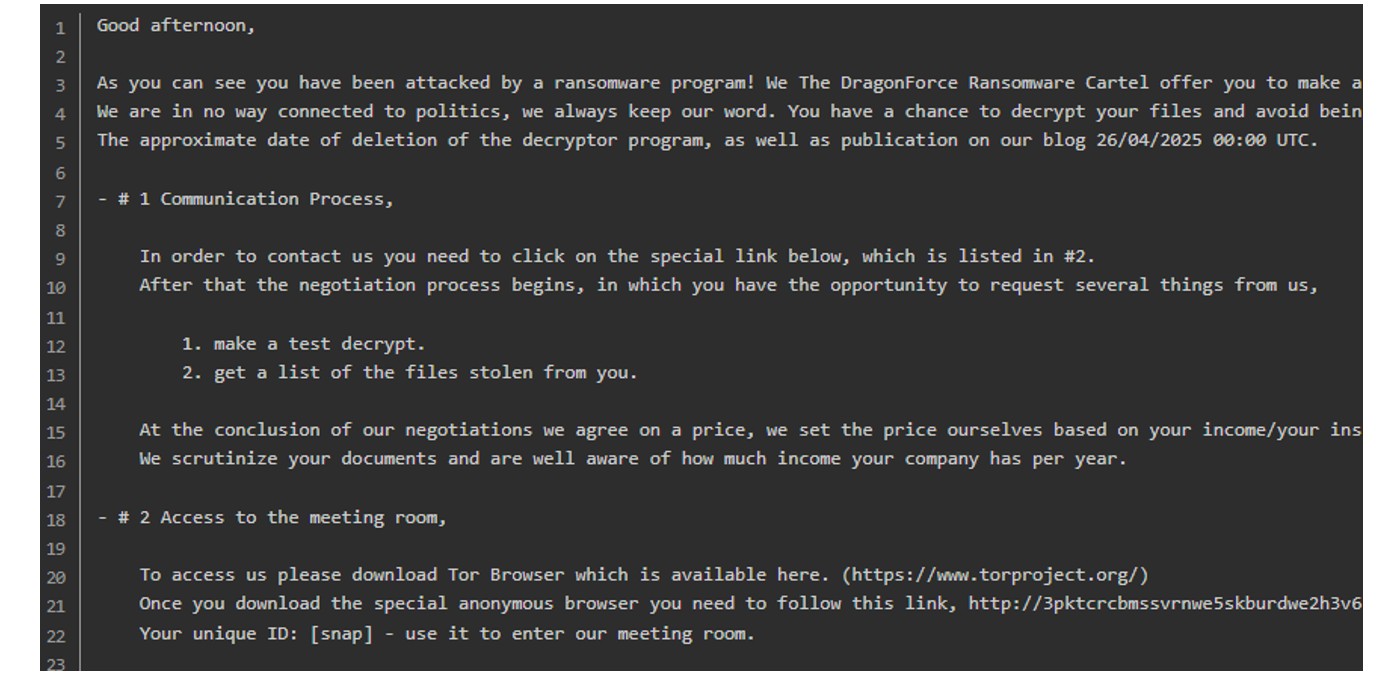 Figure 4: DragonForce ransomware note is dropped several times during the encryption process.