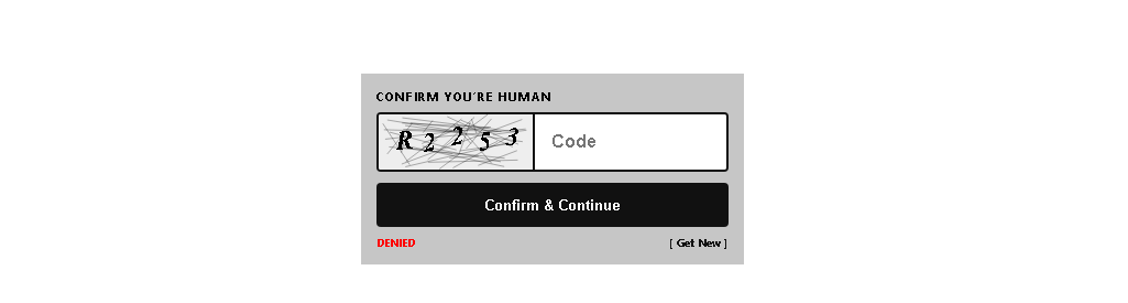 Figure 7 - Screenshot showing example of the Text Entry CAPTCHA Page