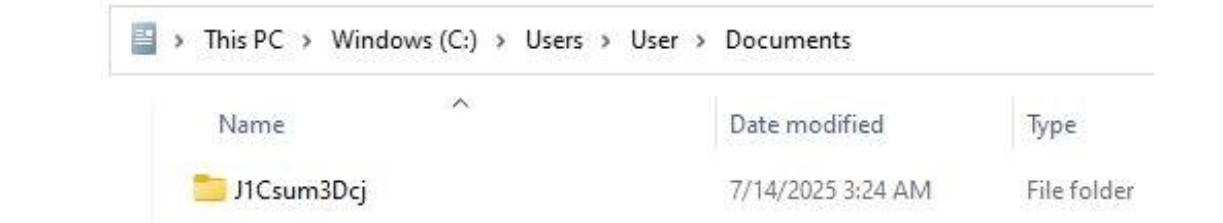 Figure 13: A folder with a hardcoded name is created.