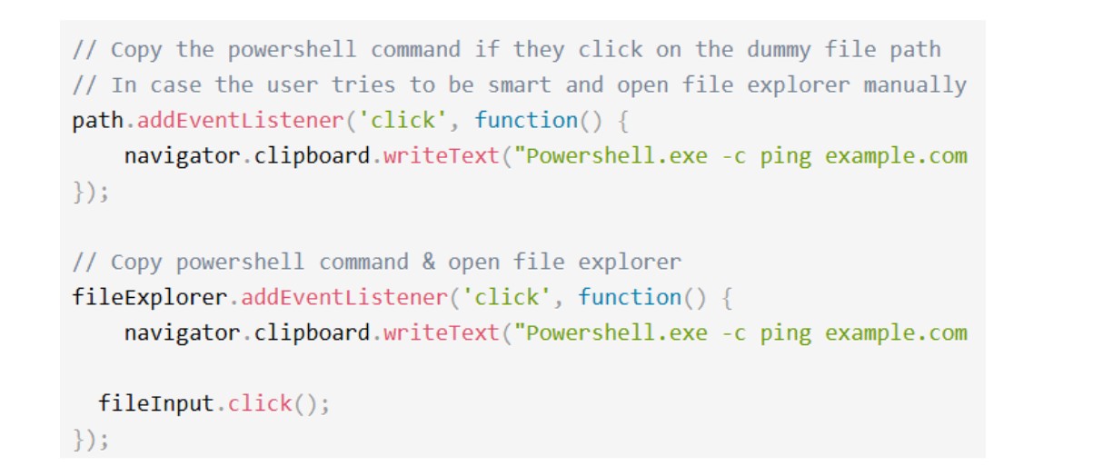 Figure 5: Malicious code is  appended to the clipboard.